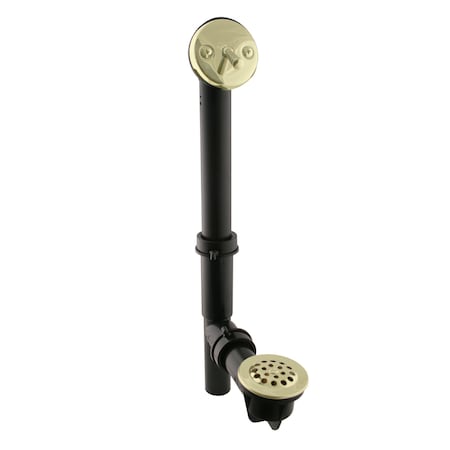 Westbrass Black 1-1/2" Tubular Trip Lever Bath Waste in Polished Brass 592144-01